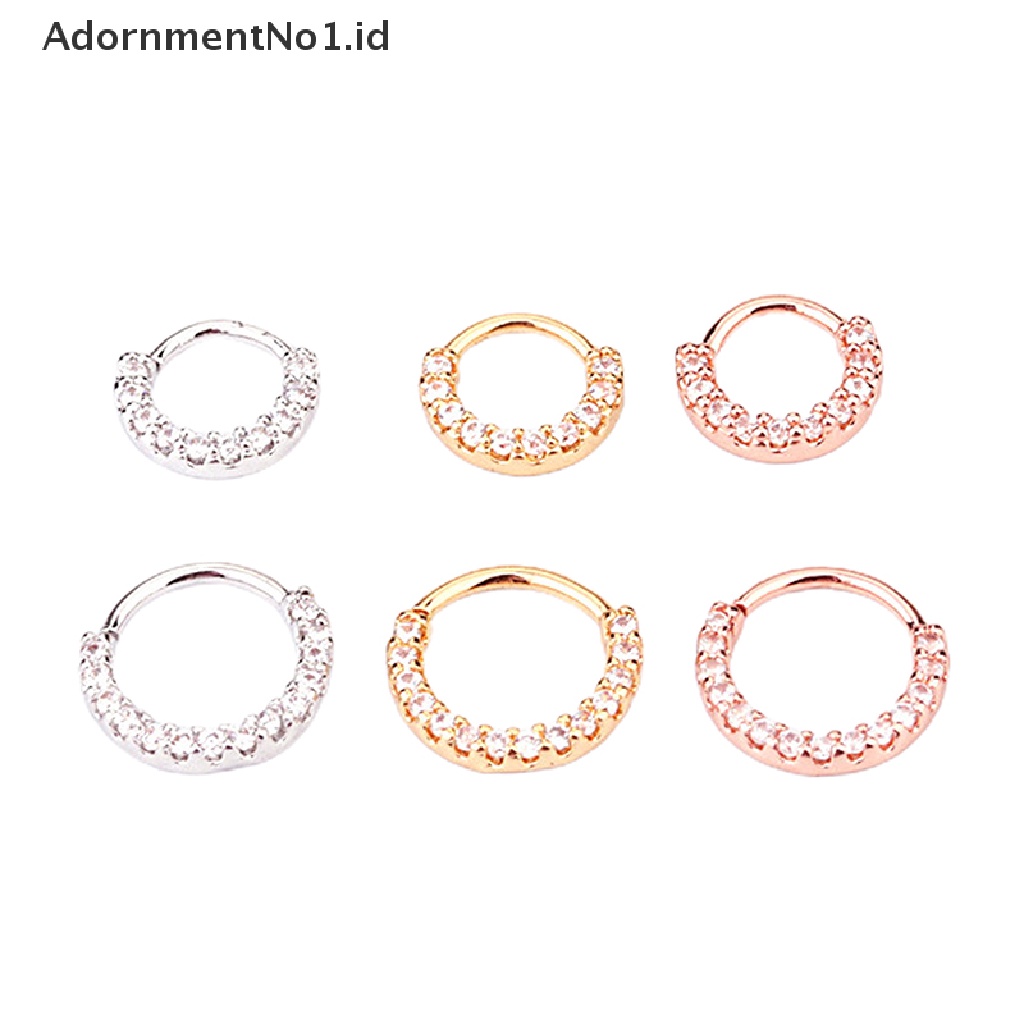 [AdornmentNo1] 1buah Anting Hoop Stainless Steel Maju Lobe Helix Dengan Zircon6 /8 /10mm [ID]