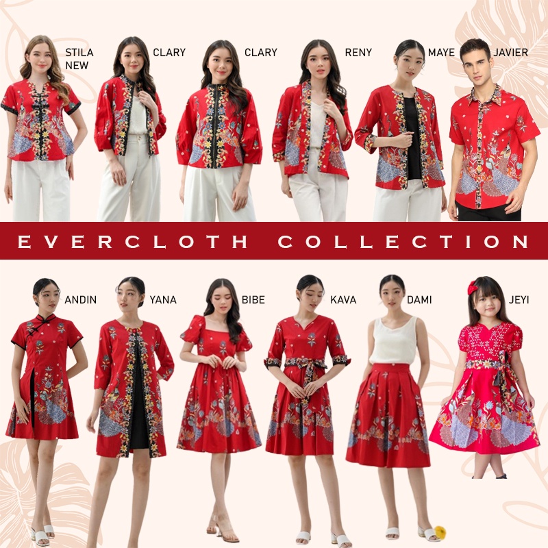 COUPLE BATIK FAMILY VA - Atasan Batik Wanita Blouse Wanita/ HANDI / JAVIER RED