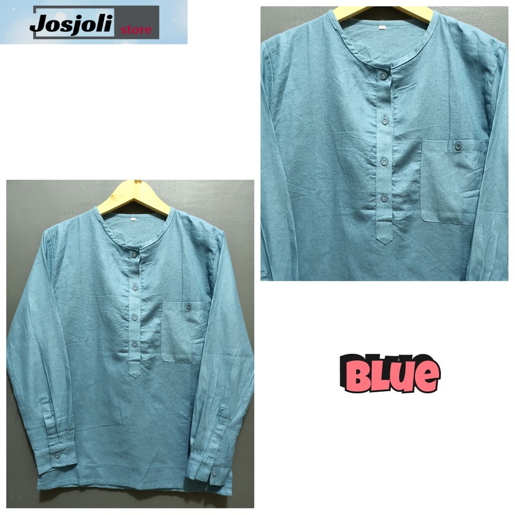 JOSJOLI_STORE/Kemeja Casual Linen Hanley Lengan Panjang/Kemeja Oblong Pria M L XL XXL