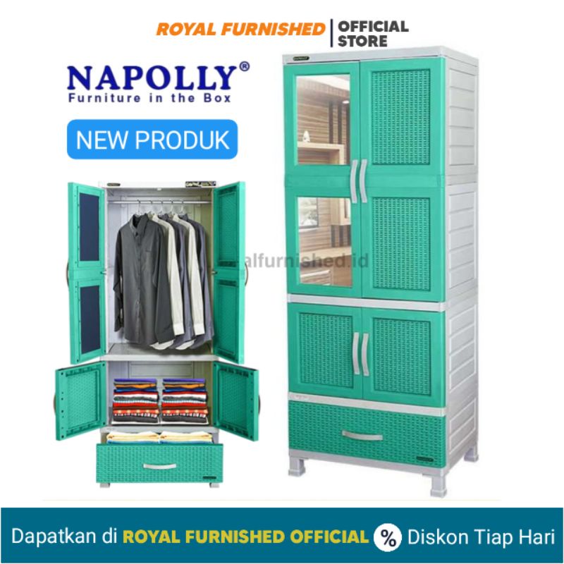 Lemari Plastik Napolly Kaca + Laci