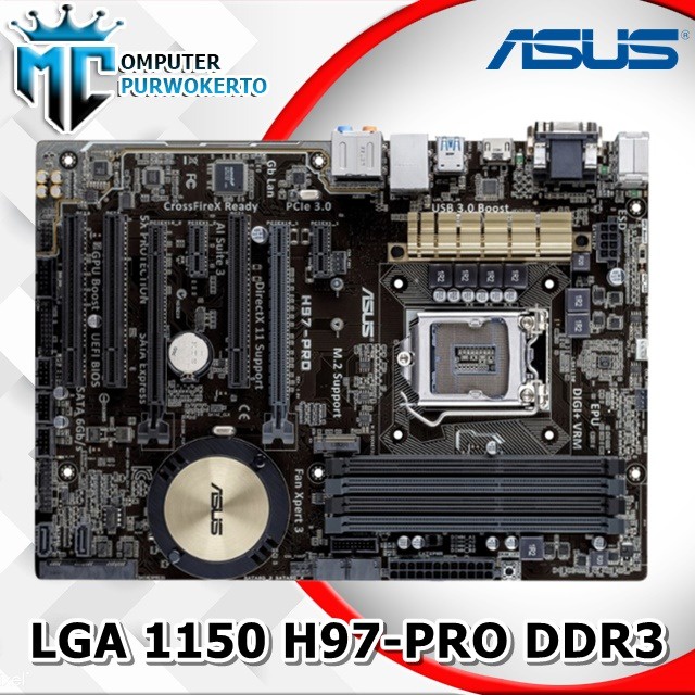 MAINBOARD ASUS H97-PRO LGA 1150 4 SLOT RAM MOTHERBOARD ASUS H97 PRO