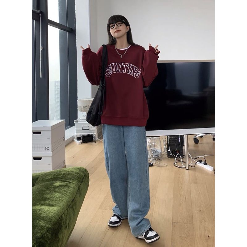 S - XXXXXL(6XL) Sweater OVERSIZED Boy Girl COUNTING Unisex Korean Style Crewneck OVERSIZED Pria Wanita Fleece Cotton Sweatshirts Harajuku Street Style S M L XL 2XL 3XL 4XL 5XL 6XL