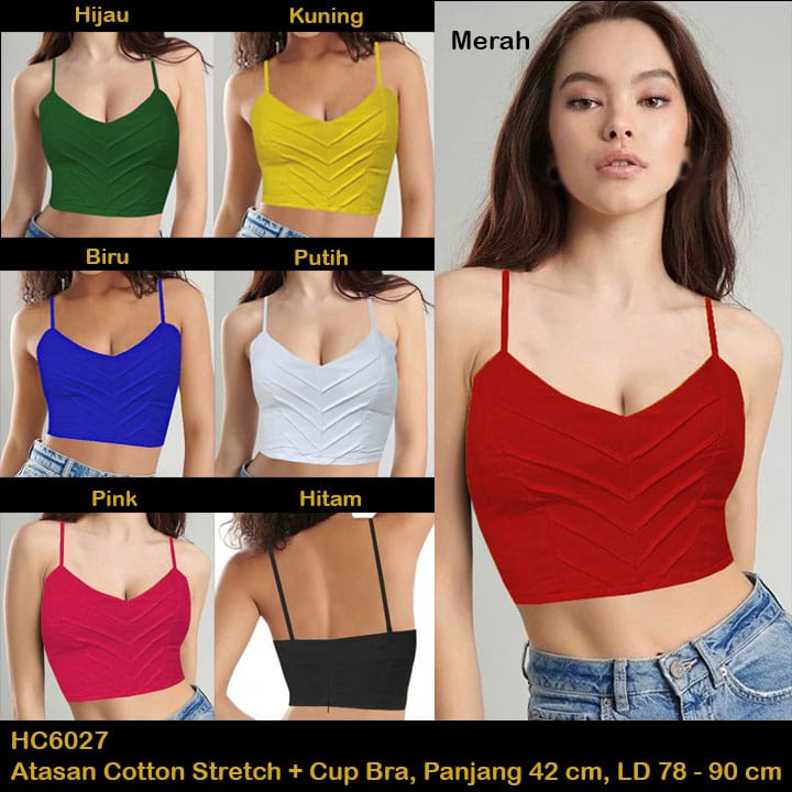 HC6027 Atasan Cotton Stretch + Cup Bra Stretch / Atasan Katun Sexy / Kemben Sexy  / Atasan seksi / Crop top