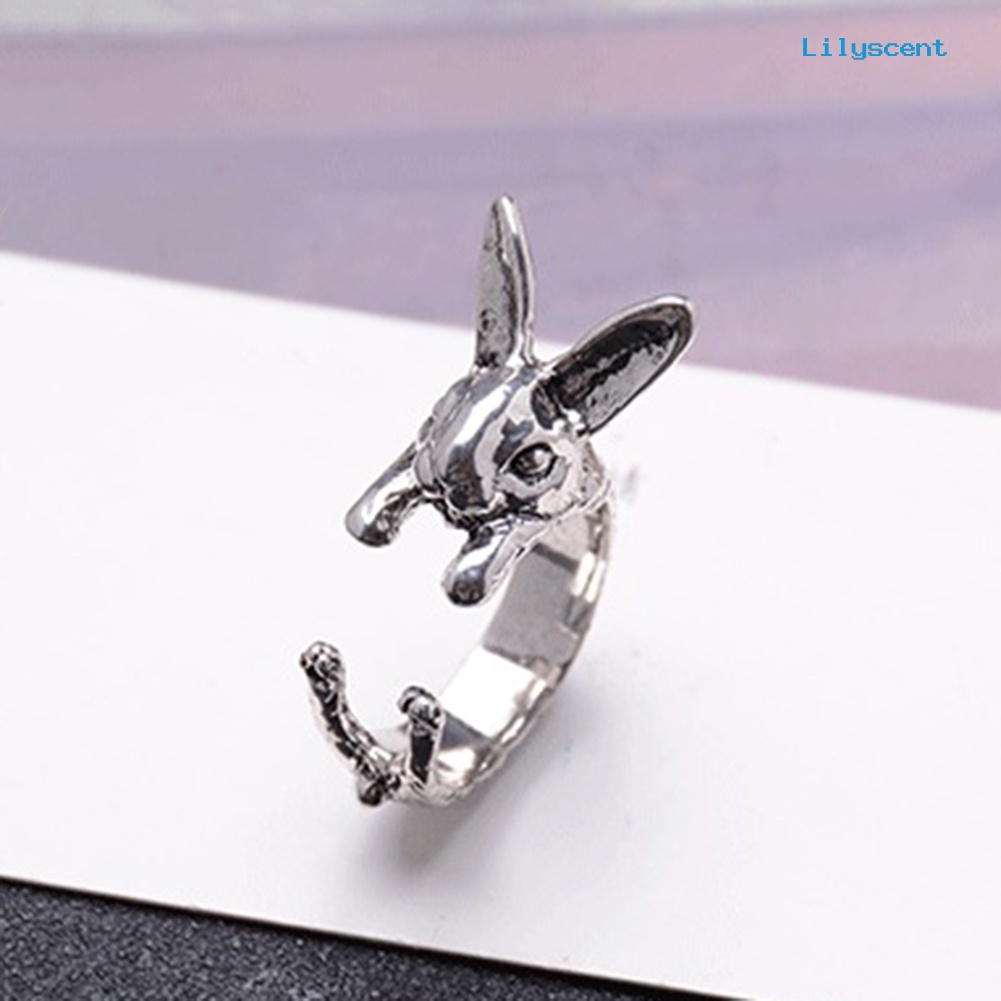 [LS] Vintage Rabbit Mid Finger Knuckle Opening Ring Pasangan Perhiasan Hadiah Ulang Tahun