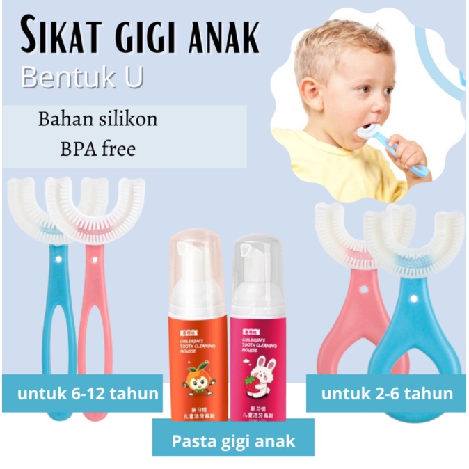 Sikat Gigi Anak Bentuk U Bahan Silikon - Tooth Brush Baby Silicon type U Sikat Gigi