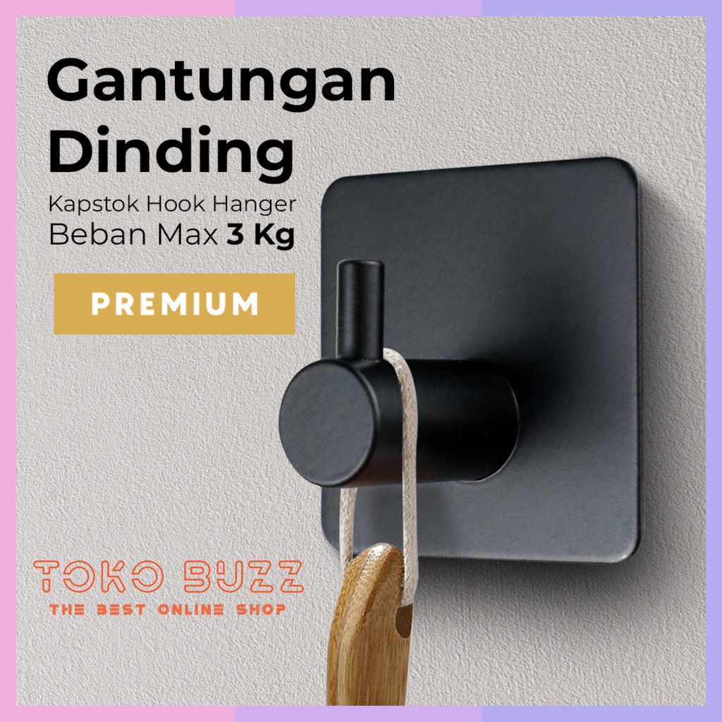 GANTUNGAN TEMPEL DINDING HOOK HANGER Baju Handuk Dapur Kamar Mandi Spatula Alat Masak Kuat Stainless Steel