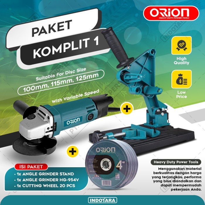 Gerinda Paket Komplit 1 - Gerinda Tangan Orion Hg954V (Variable Speed)