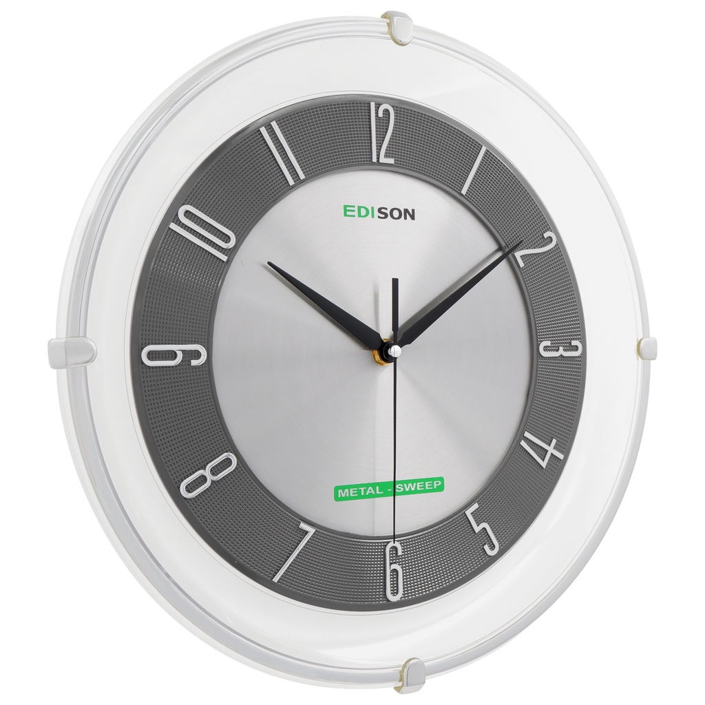 Jam Dinding Edison Sweep ES 331 CH AL T8 Chrome Timbul Diameter 330mm 33cm