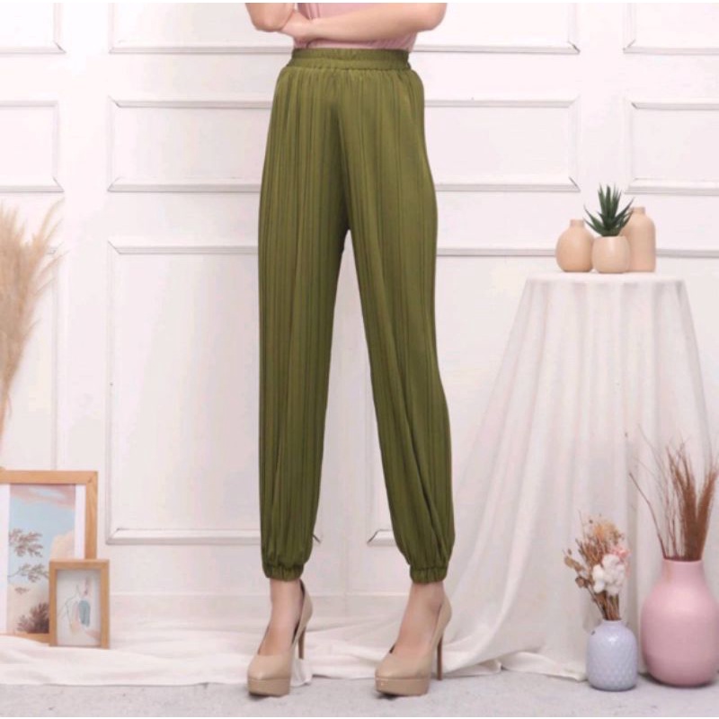 Celana Jogger Plisket BB  / joger Wanita / Celana Kantor Casual