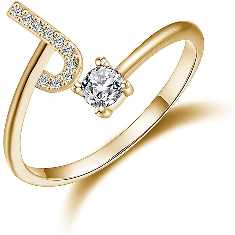 Cincin Pembukaan Adjustable Huruf A-Z Untuk Wanita Couple Nama Alfabet Pria Cincin Inisial Pria Perhiasan Jari Pernikahan