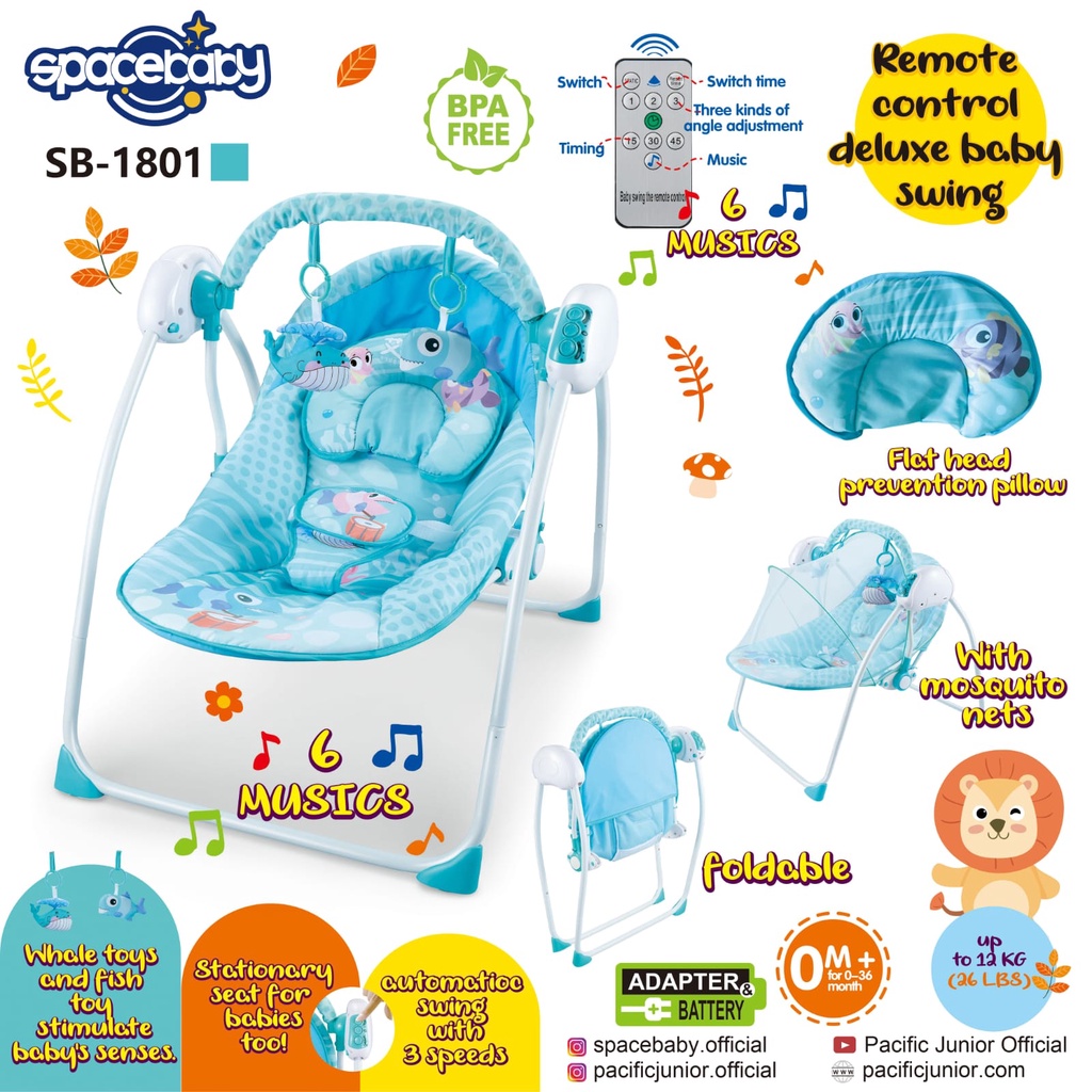 Bouncer Kursi goyang dan Ayun Bayi Space baby SB 1801. Electric Bisa dijadikan sebagai ayunan bayi