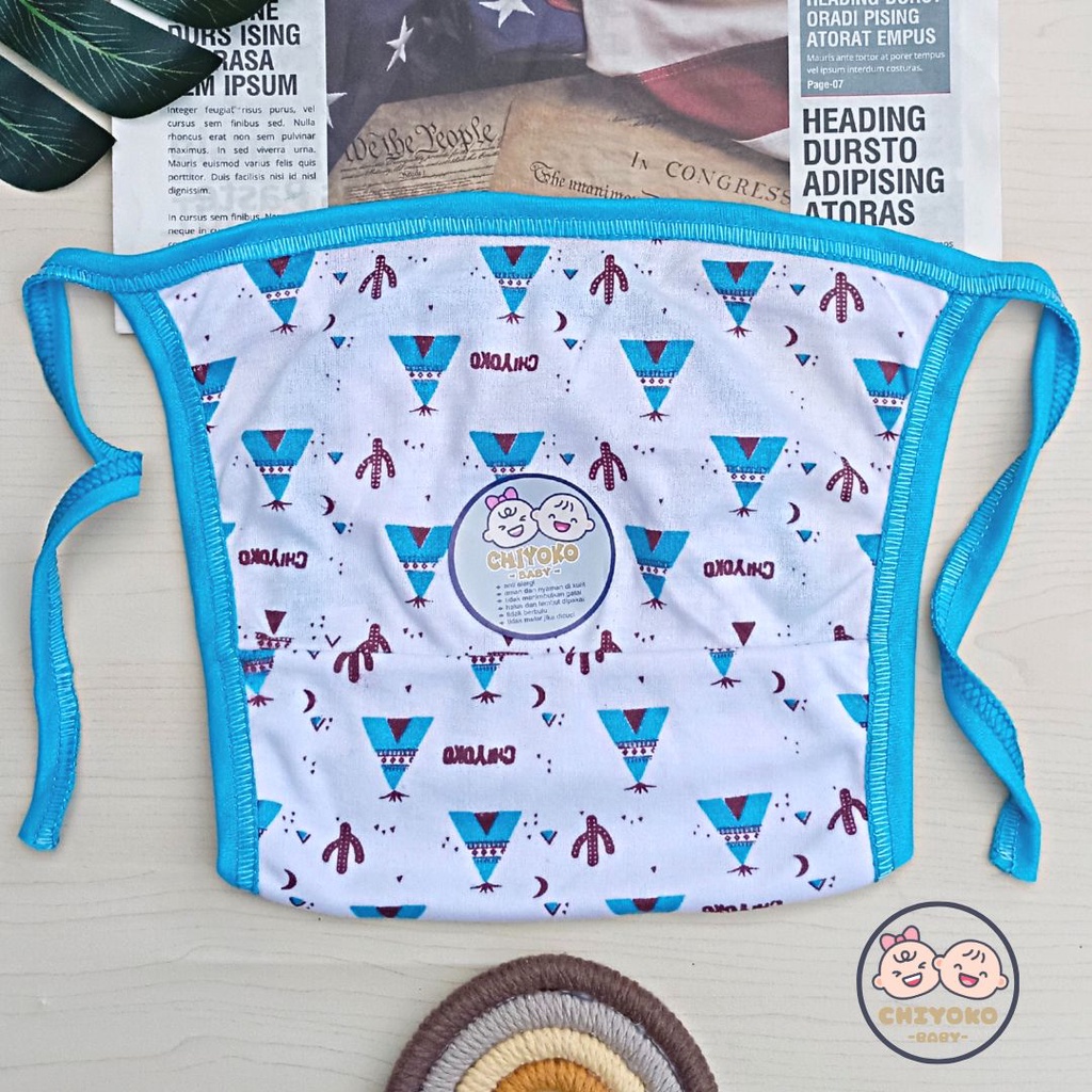 6 Pcs / 12 Pcs Popok Tali Bayi Baru Lahir Double Kain Serian BIRU Chiyoko Baby