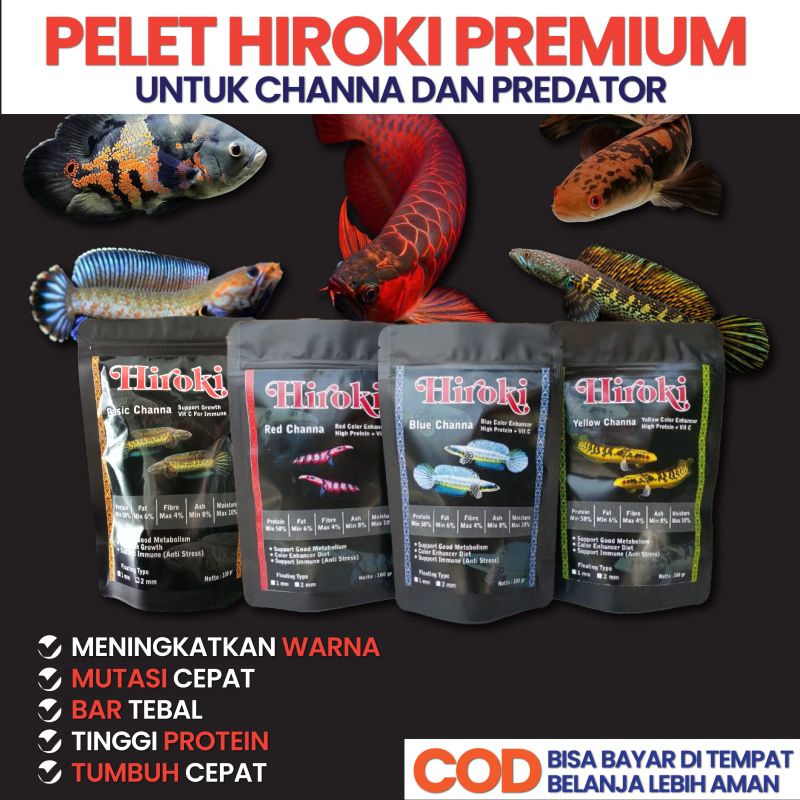 Pakan Ikan Pelet Hiroki Channa 100gr Seperti Akari Yellow Pelet Channa Premium 88
