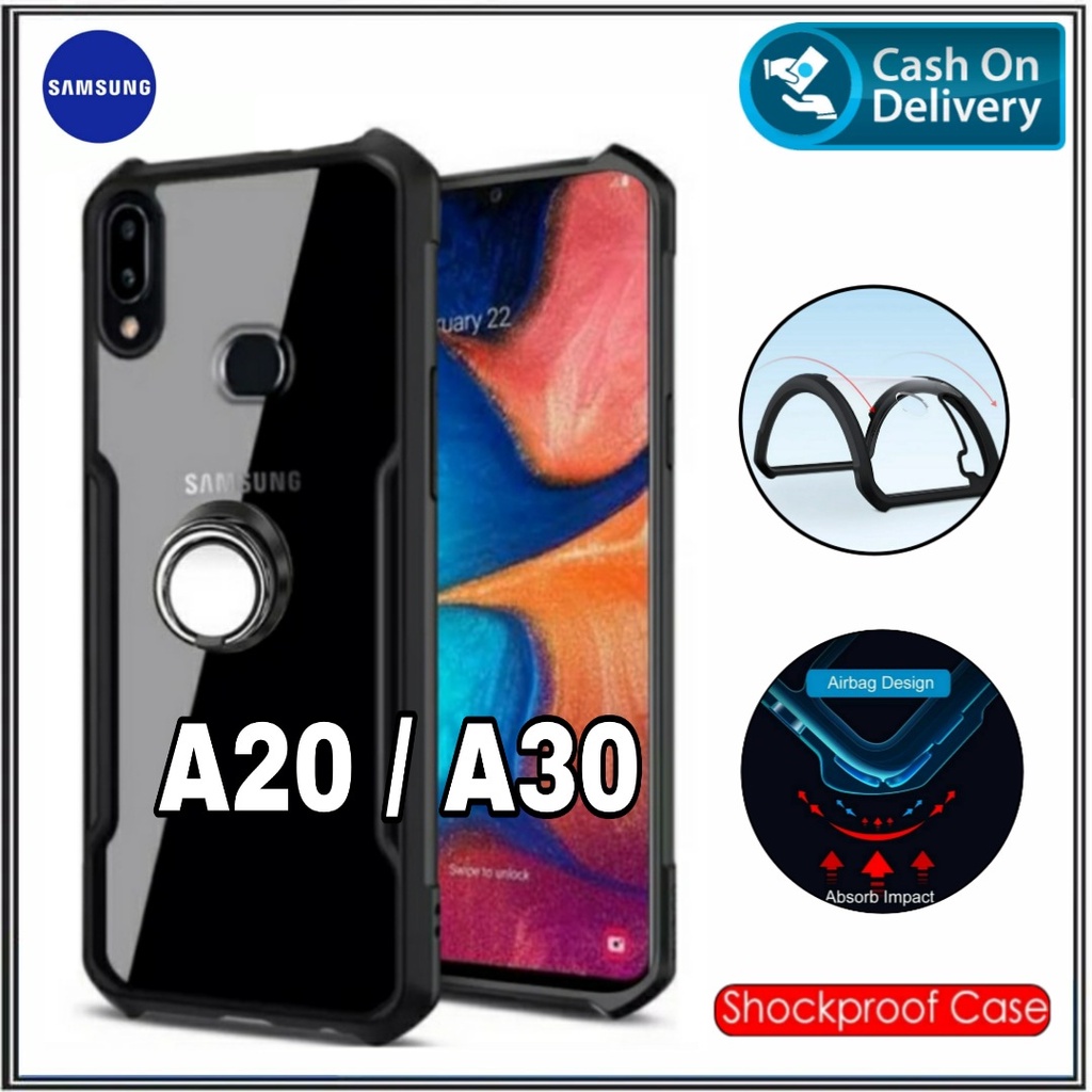 Case Samsung A20 A30 Hard Soft Fusion Armor Shockprooft TPU HD Trasnparan Acrylic Casing HP Cover Samsung Galaxy A20 A30 DI ROMAN ACC