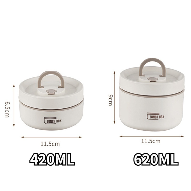 【COD】Kotak Makan Siang Bento/Round Stainless Lunch Box Cream/Kotak Bekal Makan Siang/Stainless Lunch Box