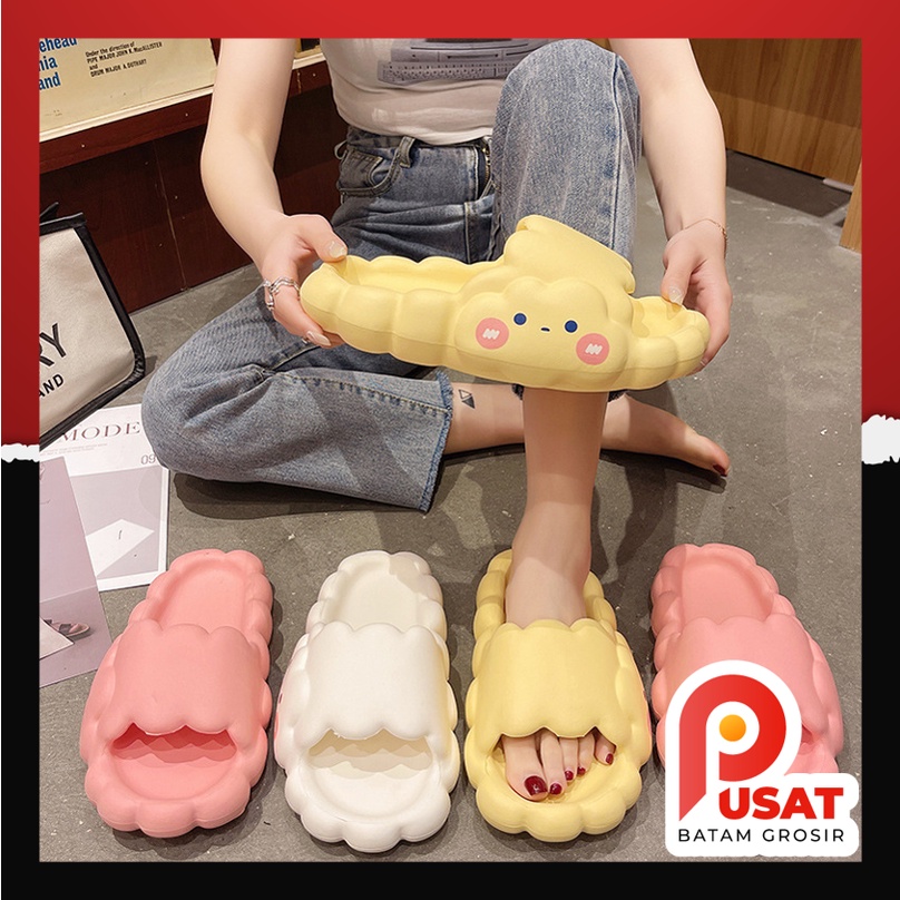 PUSAT BATAM GROSIR - S1038 Sandal Rumah Bahan Eva / Sandal Wanita Bentuk Awan / Sandal Selop Motif A