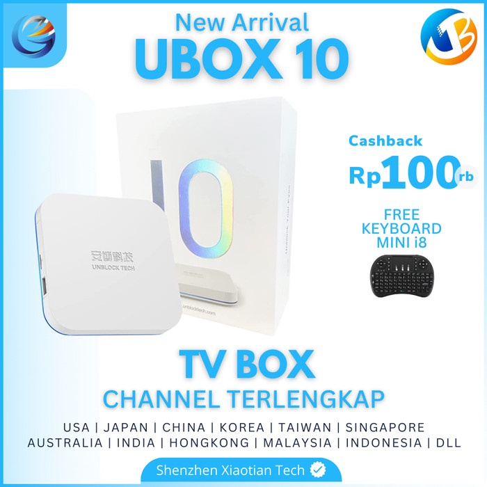 Unblock Tech Ubox 10 Pro Max Android 12 Android Tv Box Ubox 4Gb/64Gb