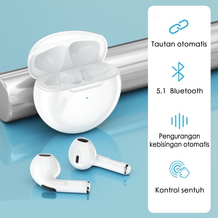headset bluetooth Headset Bluetooth PRO 6 TWS Bluetooth V5.1 with Charging Case(V3O4) headset wirele