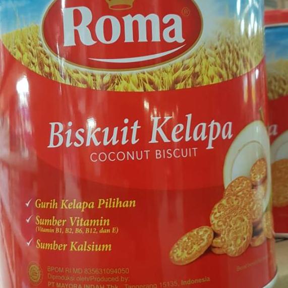 Roma Kelapa 450gr-Biskuit Kaleng-Coconut Biscuit-Cemilan Enak-Grosir-Murah
