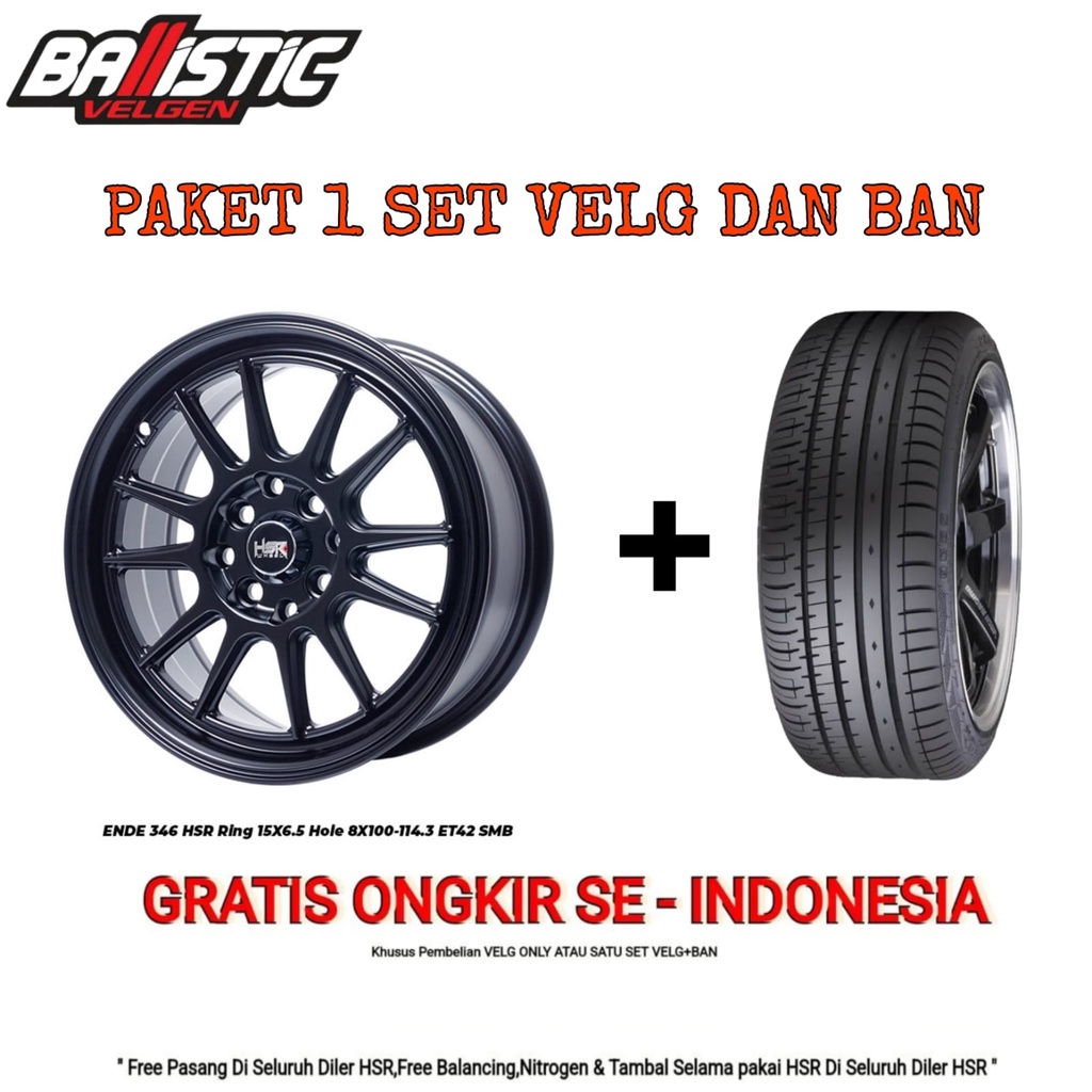 Paket 1 Set Velg Dan Ban Buat Mobil Honda Jazz HSR Ring 15 Lebar 65 Plus Ban 185/55 R15