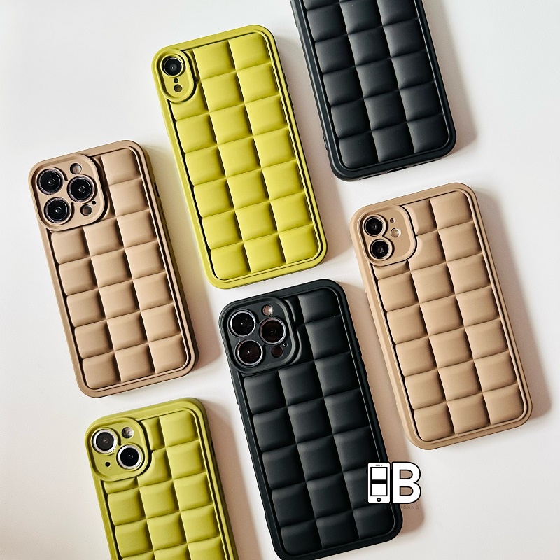 Casing Softcase Waffle Silicone Square Edge Case iPhone X XR XS 11 12 13 14 PRO MAX