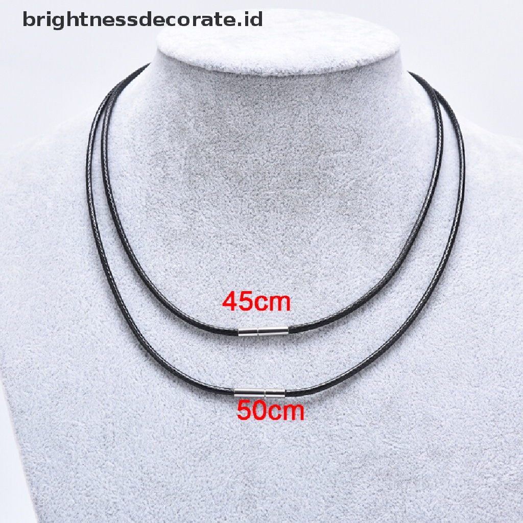 [Birth] Lilin Hitam Tali Kulit Stainless Steel Rotary Clasp Kalung Choker Tali Perhiasan [ID]