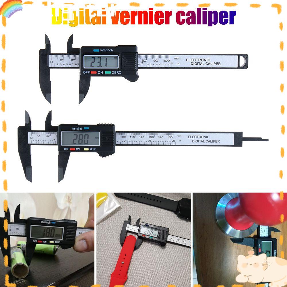 Solighter100/150mm Vernier Calipers Alat Ukur Plastik Elektronik LCD Digital