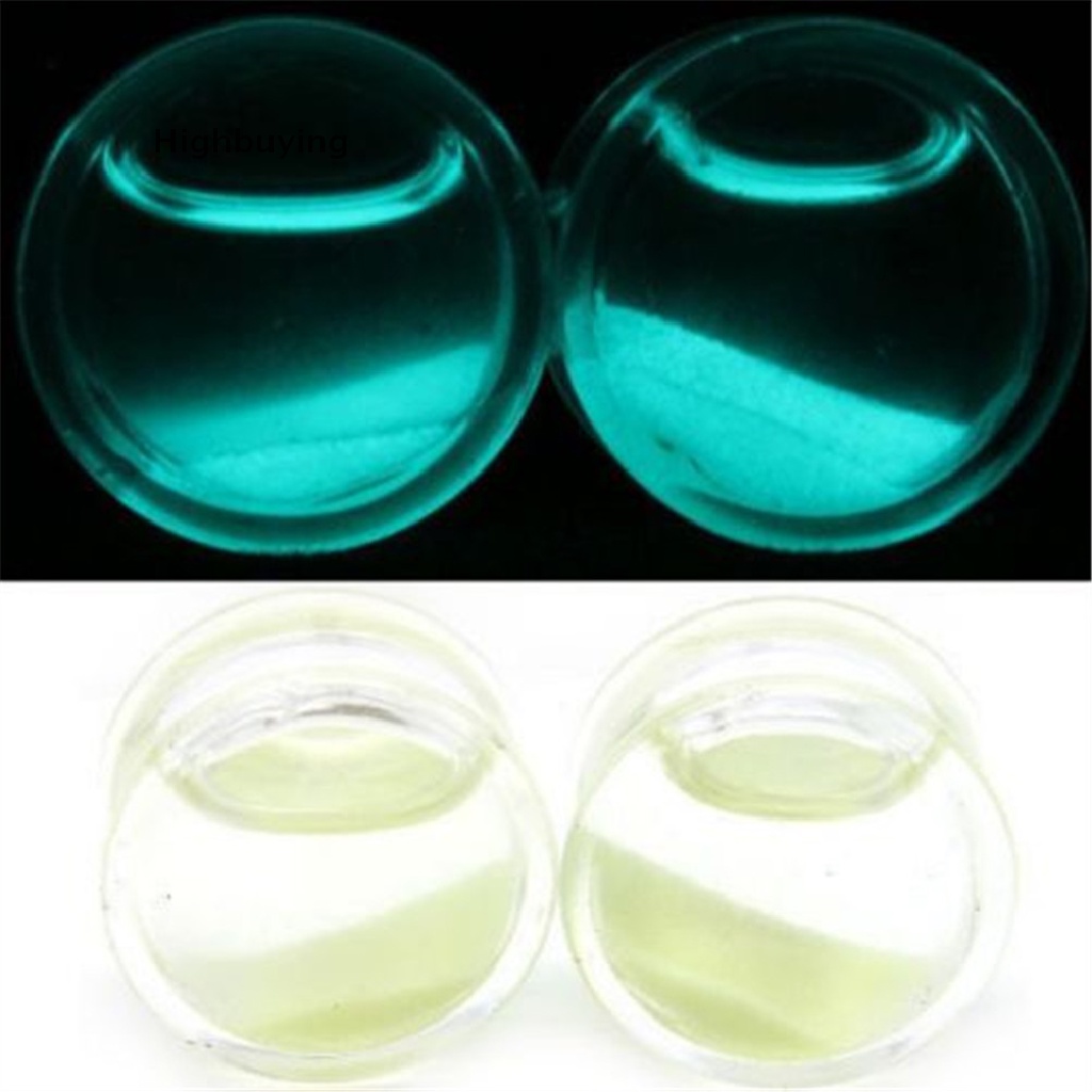 Hbid 1pc Korek Kuping Isi Cairan Glow in the Dark Double Flared Saddle Ear Gauges Glory