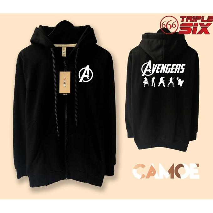 Jacket Marvel Avengers Original Member Sweater Hoodie Pria Bahan Fleece Sablon Polyflex Zipper Resle