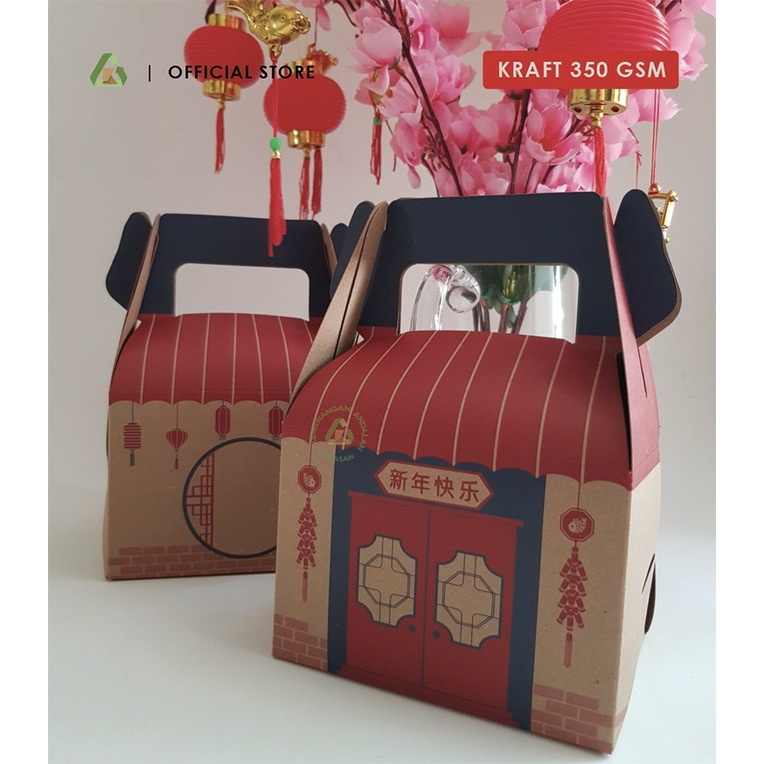 

Gable box Kraft / Chinese New Year box / Kotak Imlek / Hampers (WAJIB MEMBELI EXTRA PACKING)