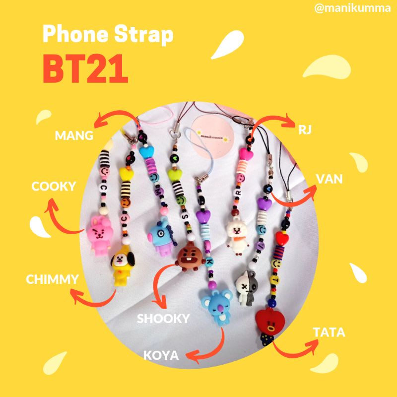 BT21 phone strap | tali gantungan hp | gantungan kunci kpop bts