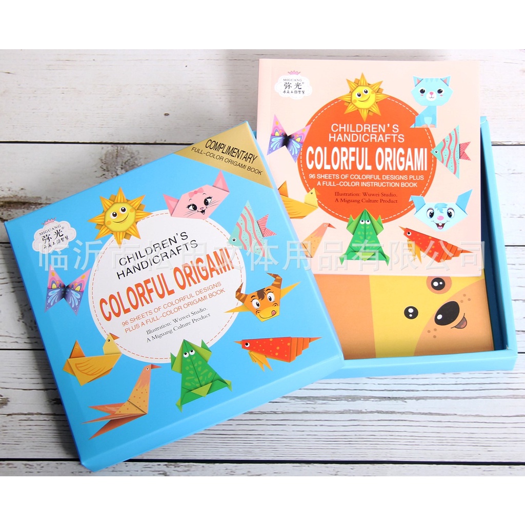 Mainan Origami 3D Anak - Kertas Lipat Origami Anak - Origami Box Biru 96 Lembar - Kertas Origami - Colorful Origami English Version - Origami Warna Warni