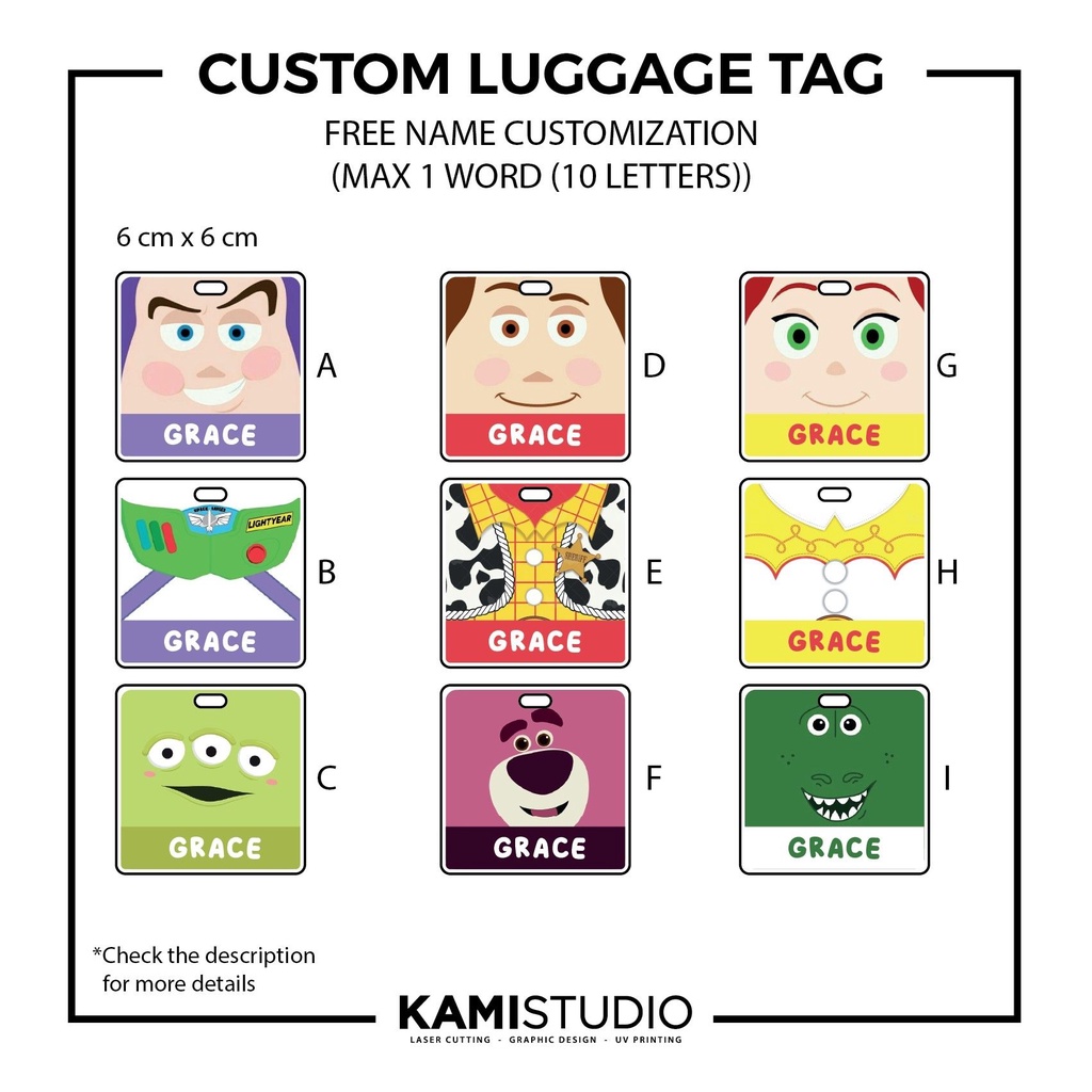 Bakulanku1717 Luggage Tag Toy Story / Bag Tag Toy Story/ Gantungan Tas Kartun Toy Story / Gantungan