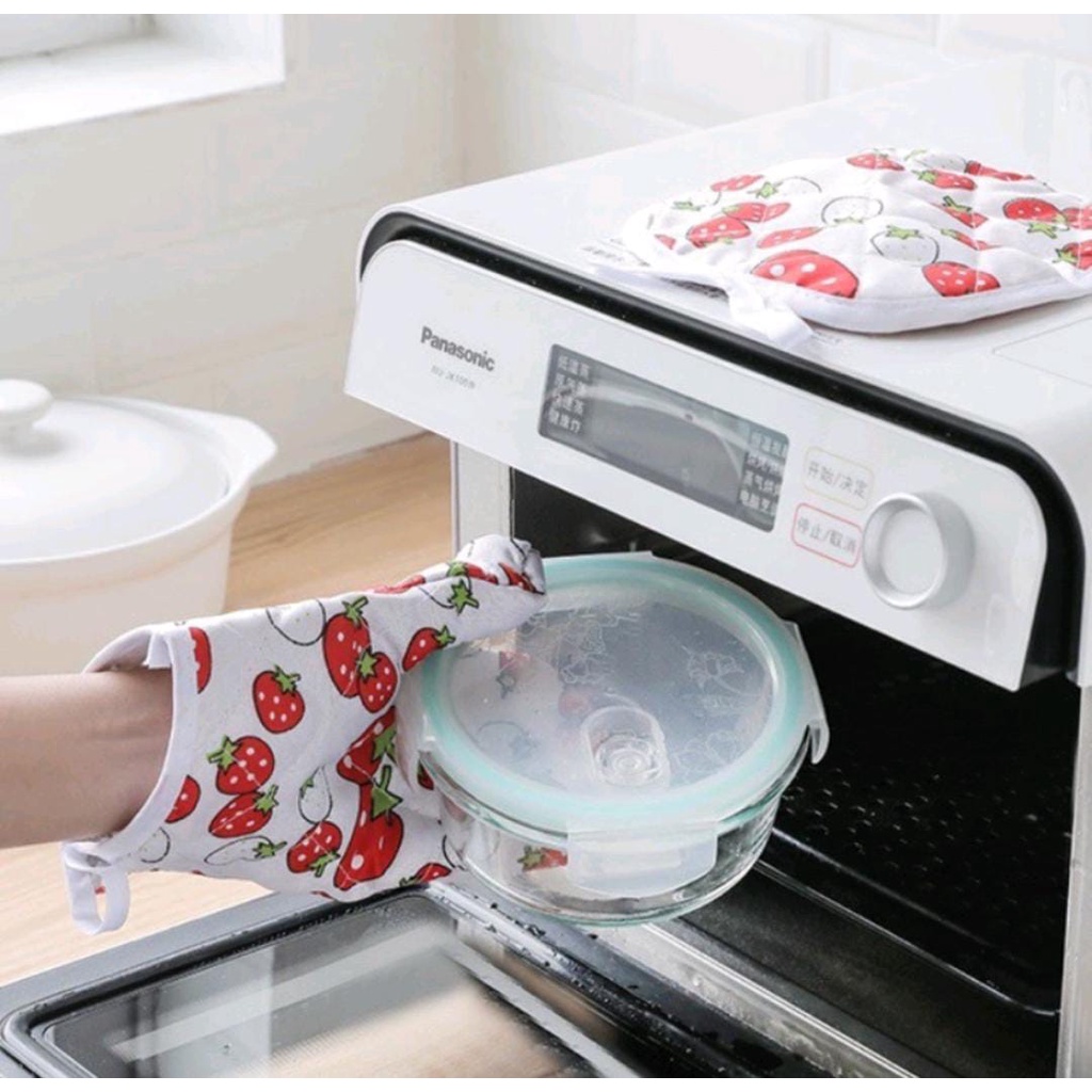 Sarung Tangan Oven Anti Panas Pelindung Tangan Memasak Motif Anti Kitchen Gloves Heat Microwave