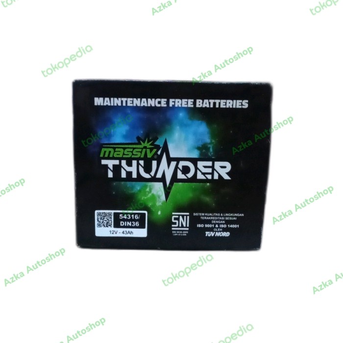 Aki Mobil Massiv Thunder 54316 untuk Ford Fiesta, Ford Ecosport