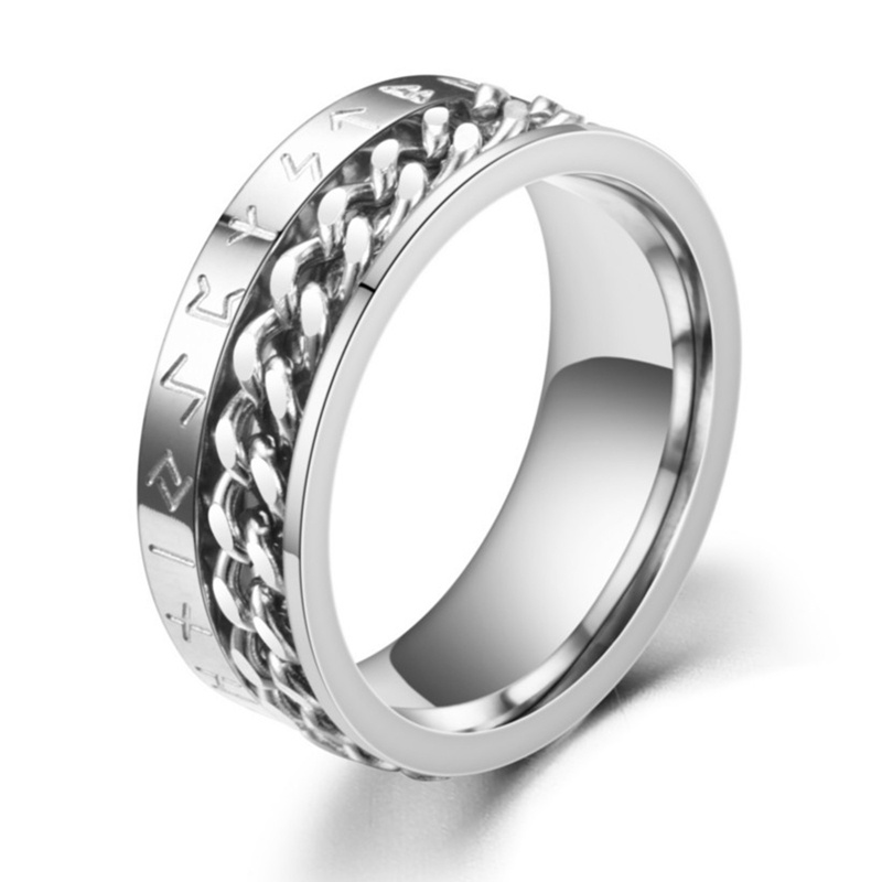 Beautylife Indah Pria Hitam Perak Rantai Punk Stainless Steel Spinner Pernikahan Band Cincin