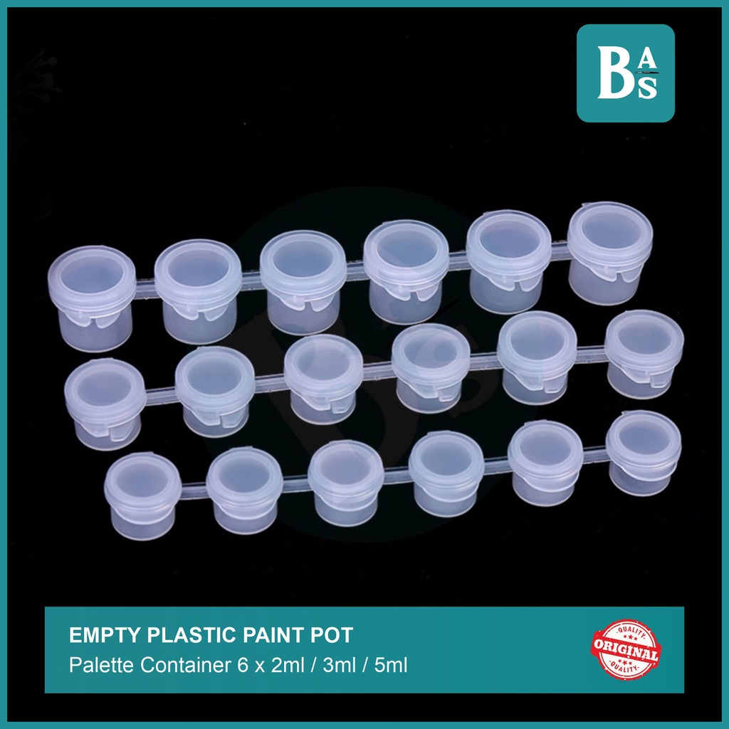 

Bali Art Supplies - Pot Cat Plastik - 6 x 2ml/3ml/5ml - Wadah Cat Tabung Plastik
