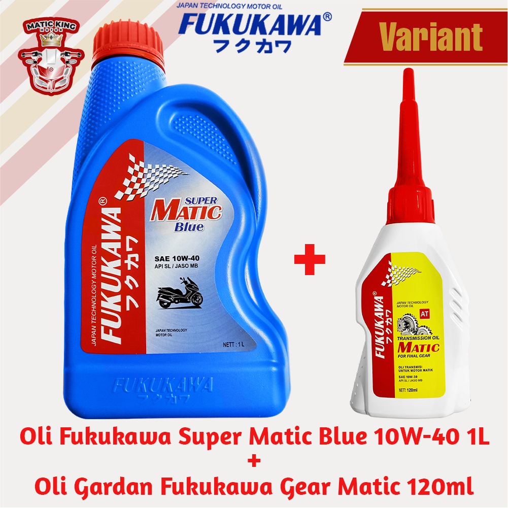 Paket Oli Mesin Gardan Super Matic Blue 10W-40 API SL/JASO MB 1L + 100 ml 120 ml 200 ml Fukukawa