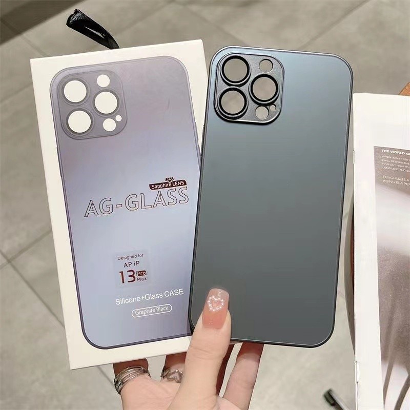 [IPhone Case] AG Matte Kaca Pelindung Hard Case Untuk IPhone 14pro Max 13pro Max13Pro 14Plus Dengan Lensa Film All-Inclusive Casing