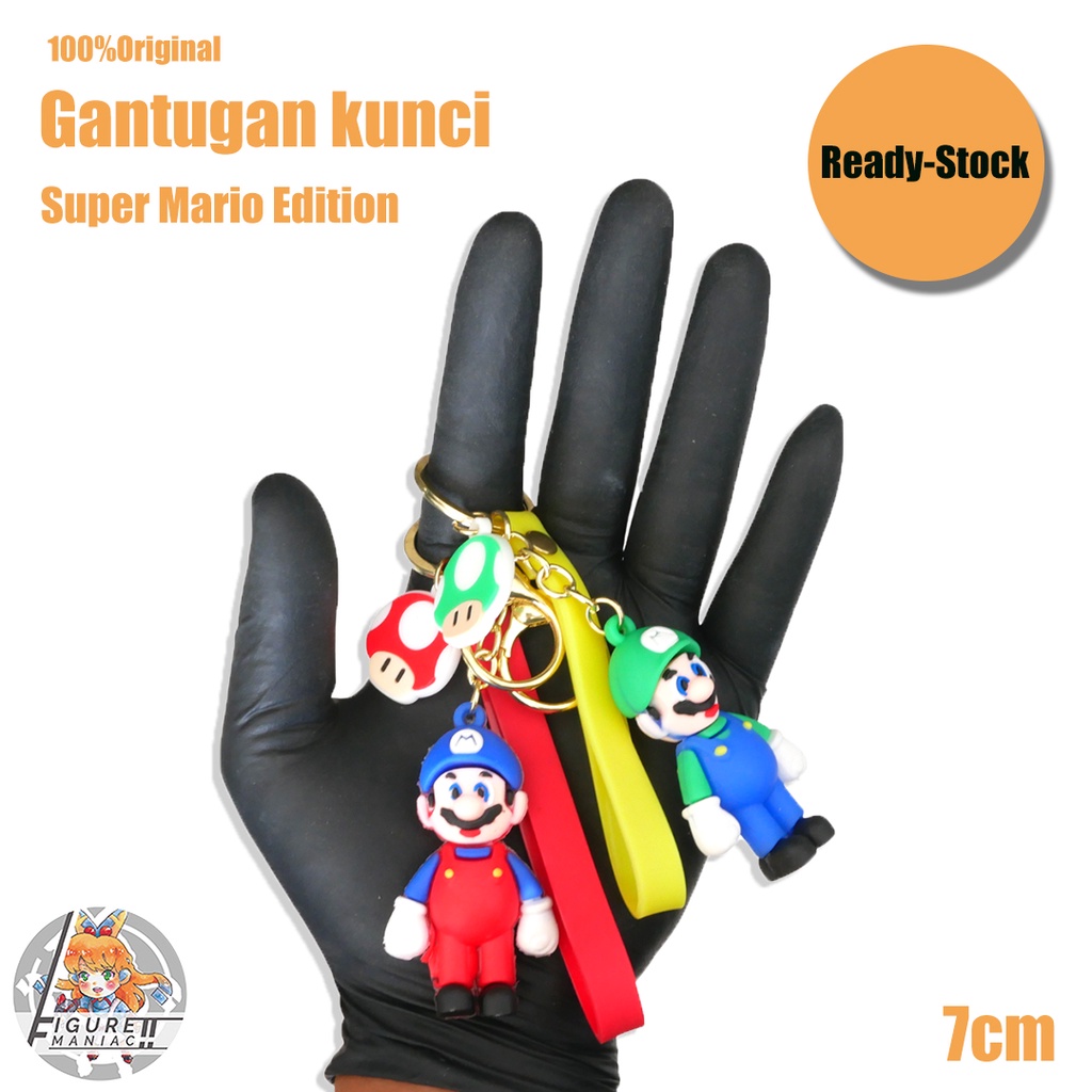 Gantungan Kunci - Super Mario Bross 3D Edition 7 cm Premium Import Mario Bross Gantungan Kunci Lucu Gantungan Kunci Cute