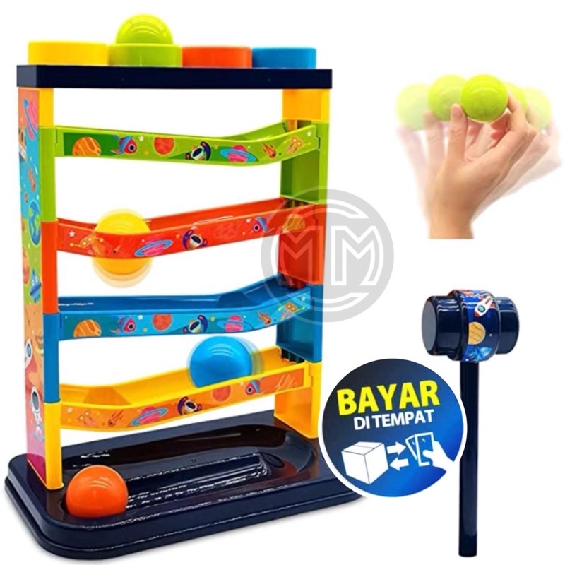 Mainan Edukasi Seluncuran Bola Palu Pukul Bola YE4 Mainan edukasi anak