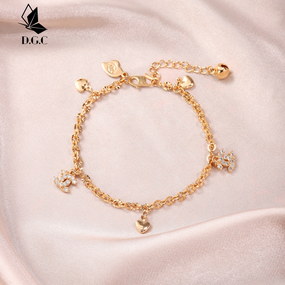 D.G.C✨Gelang Titanium Wanita Anti Karat Lapis Emas Fashion Korean Style Cantik Aksesoris Cewek Perhiasan Murah D218-2