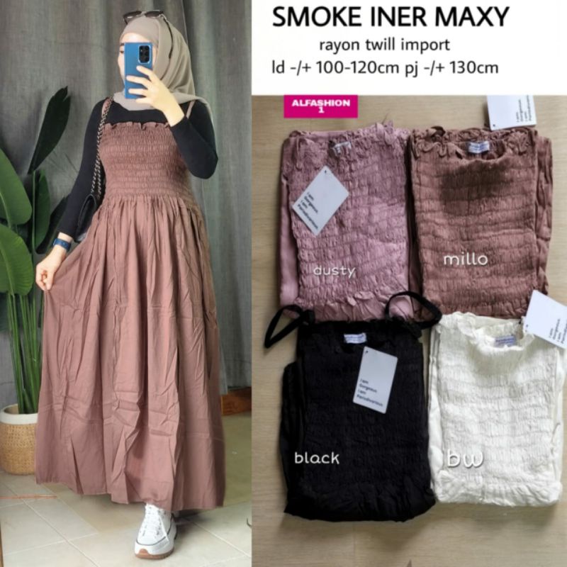 BEST SELLER/TOP BEST MUSLIMAH FASHION/SMOKE INNER MAXY/RAYON TWILL IMPORT/FT L XXL/ORI BERLABEL AL F