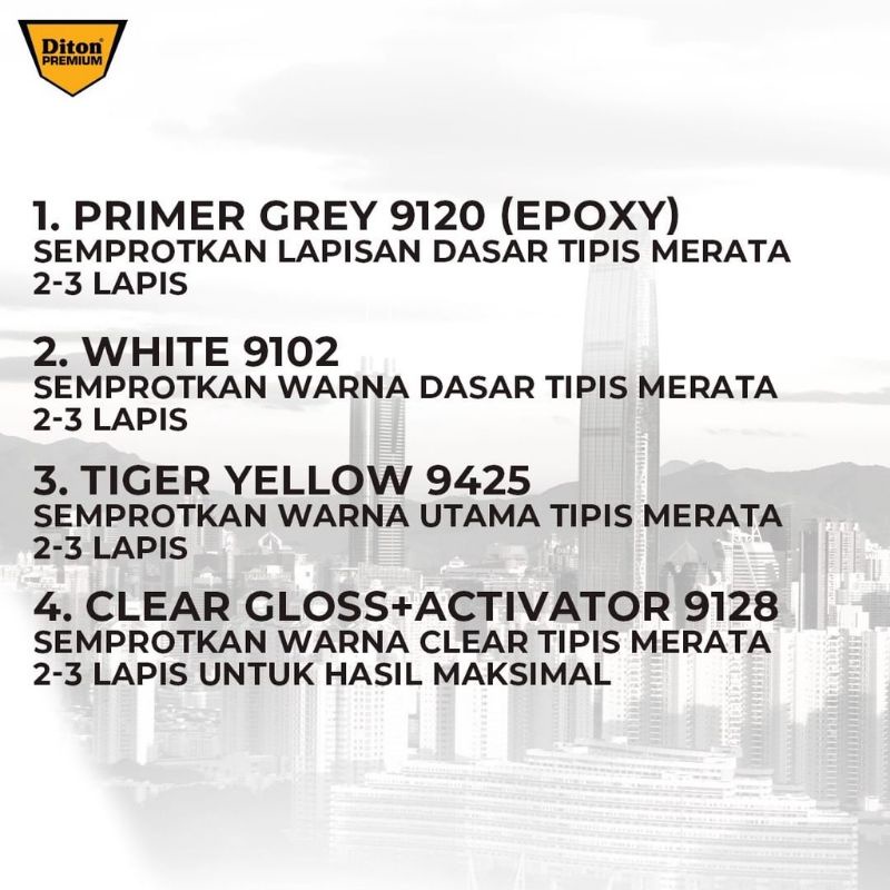 Pilok Cat Diton Premium Tiger Yellow 9425 Kuning 400cc Tahan Bensin Cat Semprot Pylok Cepat Kering