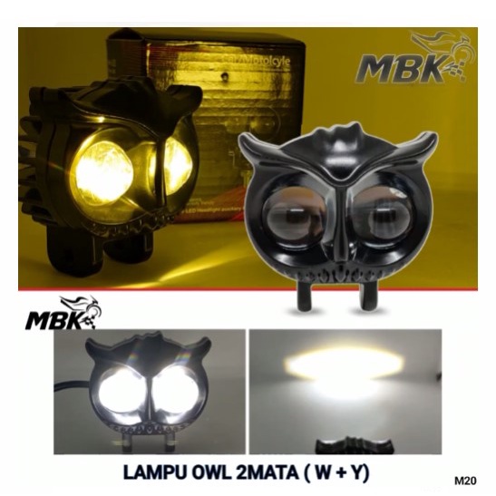 LAMPU TEMBAK LASER OWL mbk LED m20  2 WARNA HIGH LOW / LAMPU TEMBAK SOROT BURUNG HANTU universal motor