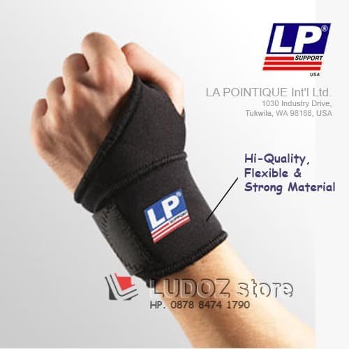 WRIST WRAP , BLACK ( deker pembalut pergelangan tangan ) LP-726 , USA
