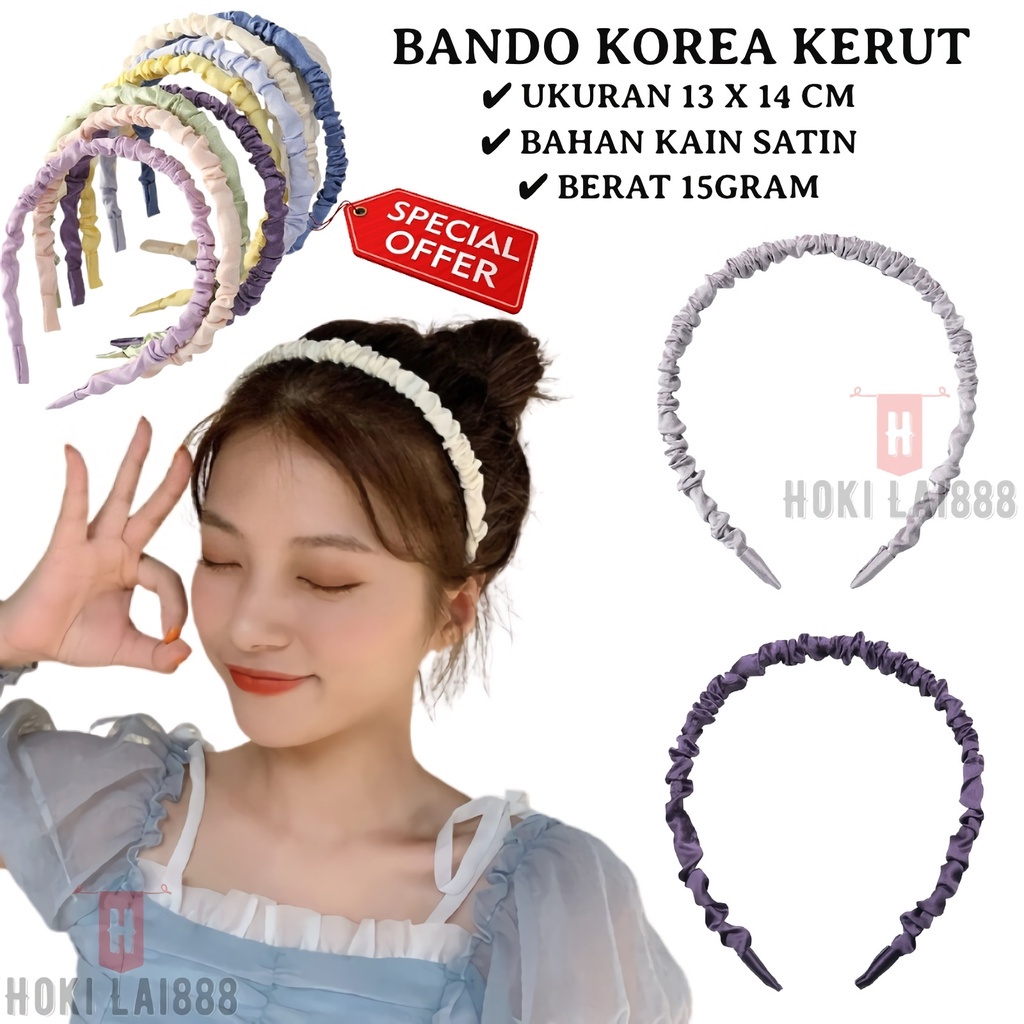 [HKL] Bando Scrunchie Satin / Bando Kerut Korea / Bandana / Aksesoris Rambut / Headband Model Korea