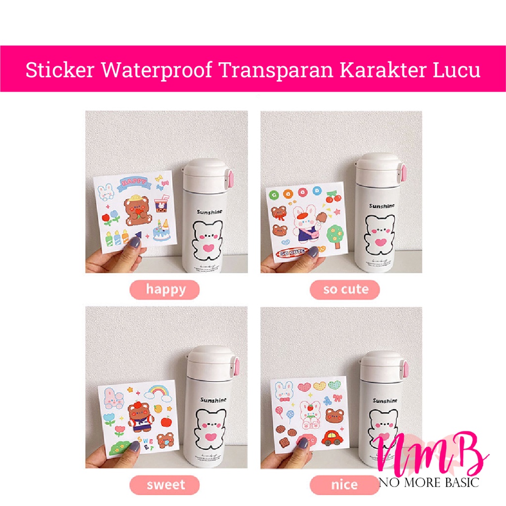 Sticker Waterproof Transparan Karakter Lucu Harga 1 Lembar