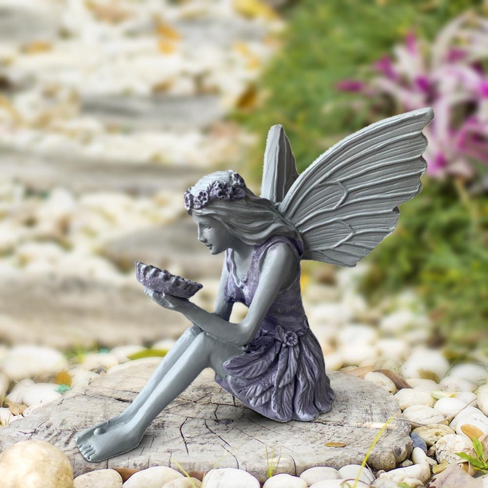 Lanfy Patung Peri Bunga Tidak Bau Lucu Serbaguna Dekorasi Rumah Kerajinan Resin High Quality Guardian Angel Rak Buku Figurine Angel Bird Feeder