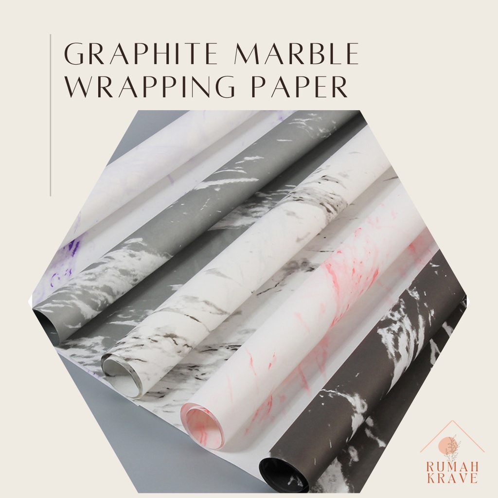 

RUMAH KRAVE - Graphite Marble Wrapping Paper Kertas Buket Kado Bunga
